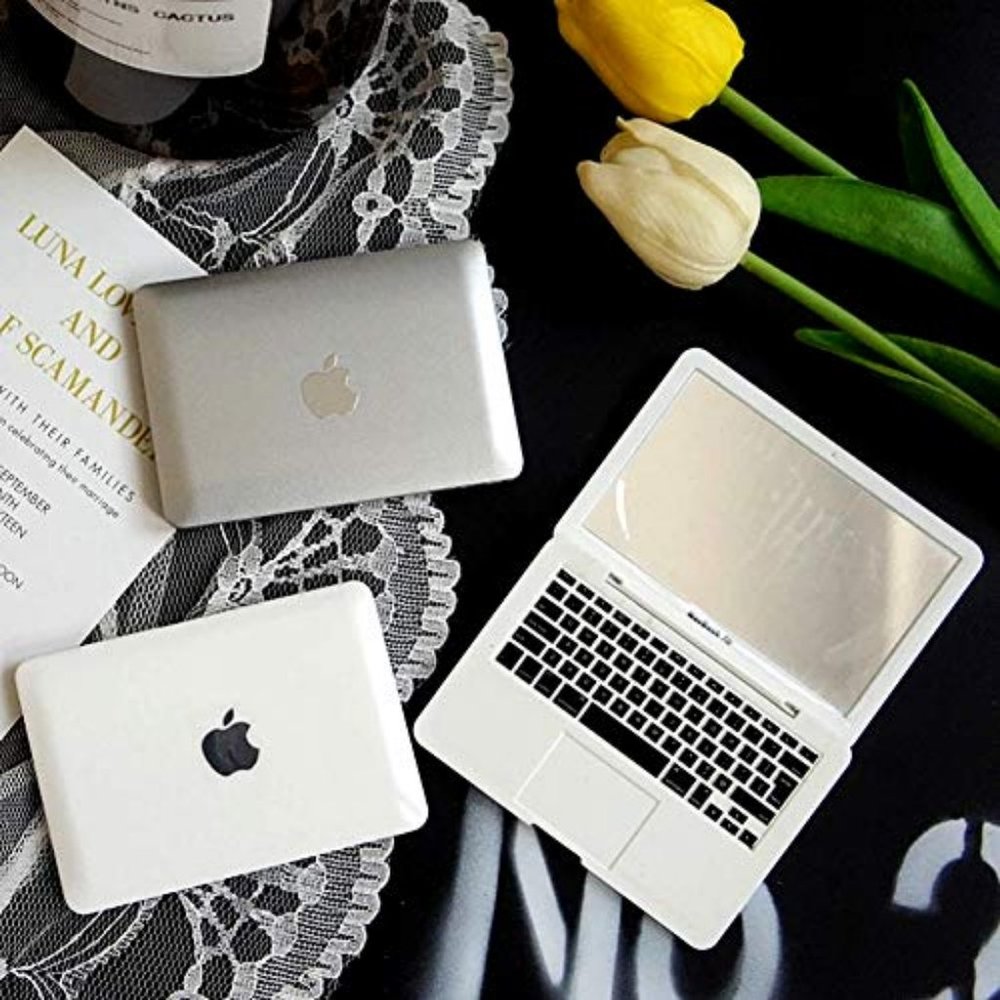 WHITE MIRRORBOOK AIR MINI MACBOOK SHAPED COMPACT MIRROR NWT